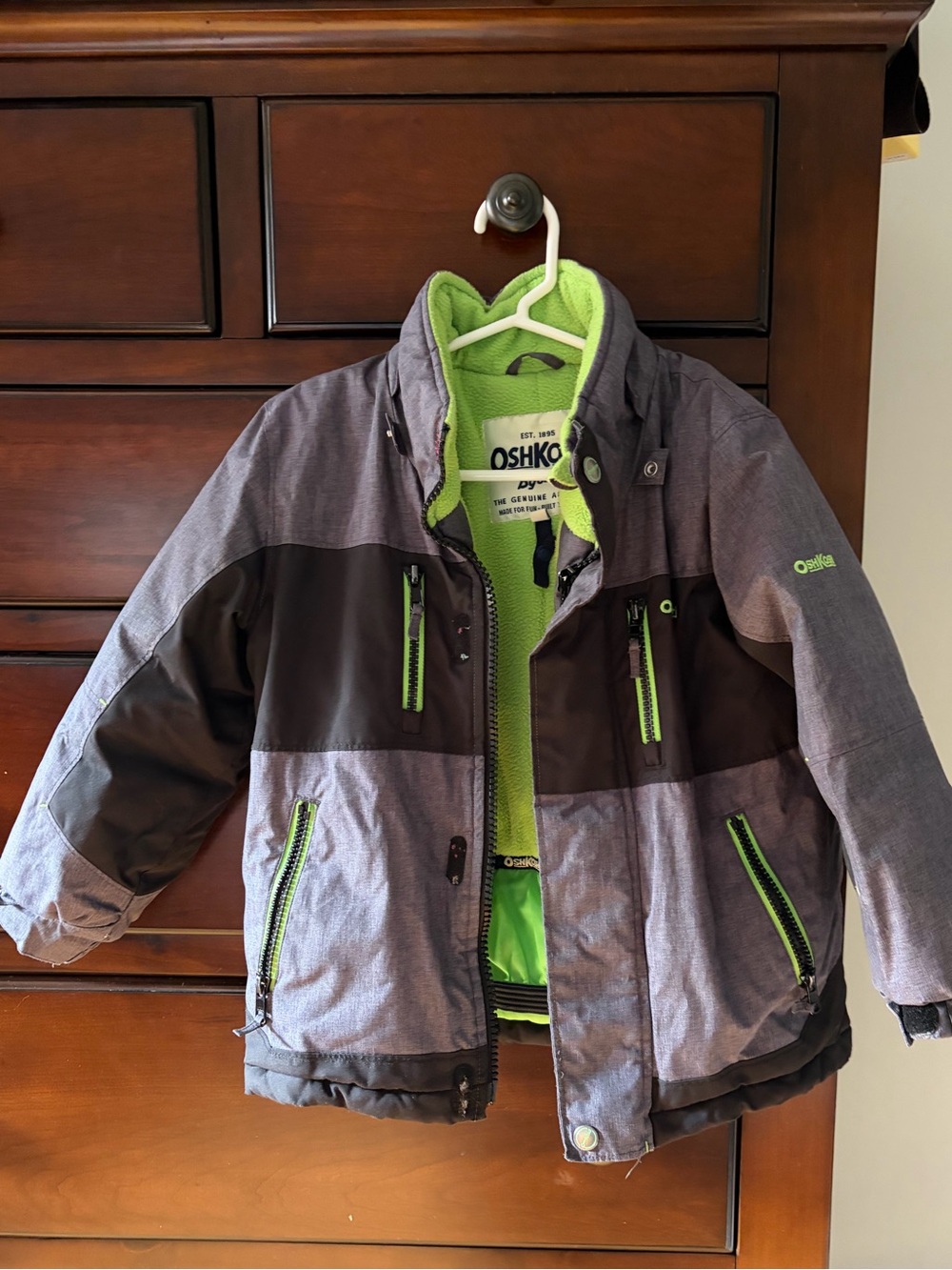 OshKosh B'gosh Grey Jacket with Lime Green Lining